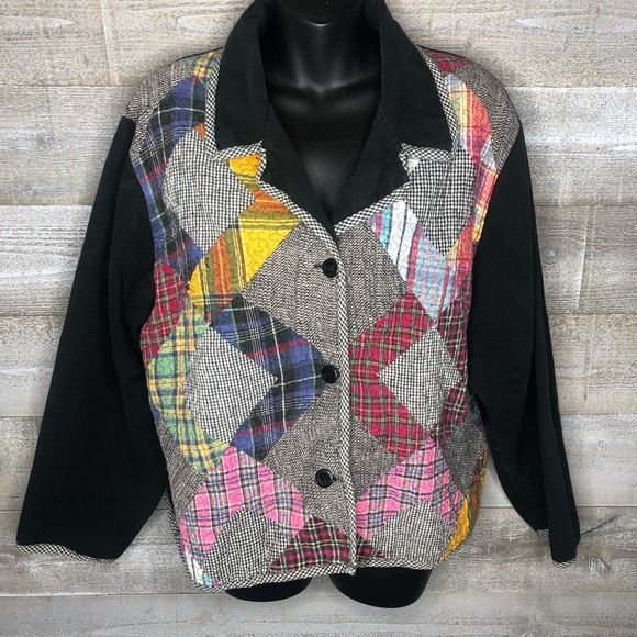 Jackets & Blazers - Vintage patchwork gingham fall jacket